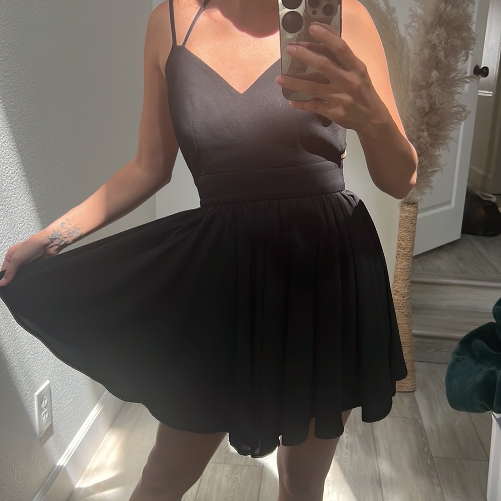 keepsake fit in flare little black dress